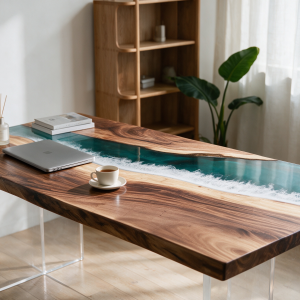South American walnut resin table-35“W x 79″L Thickness 1.8″