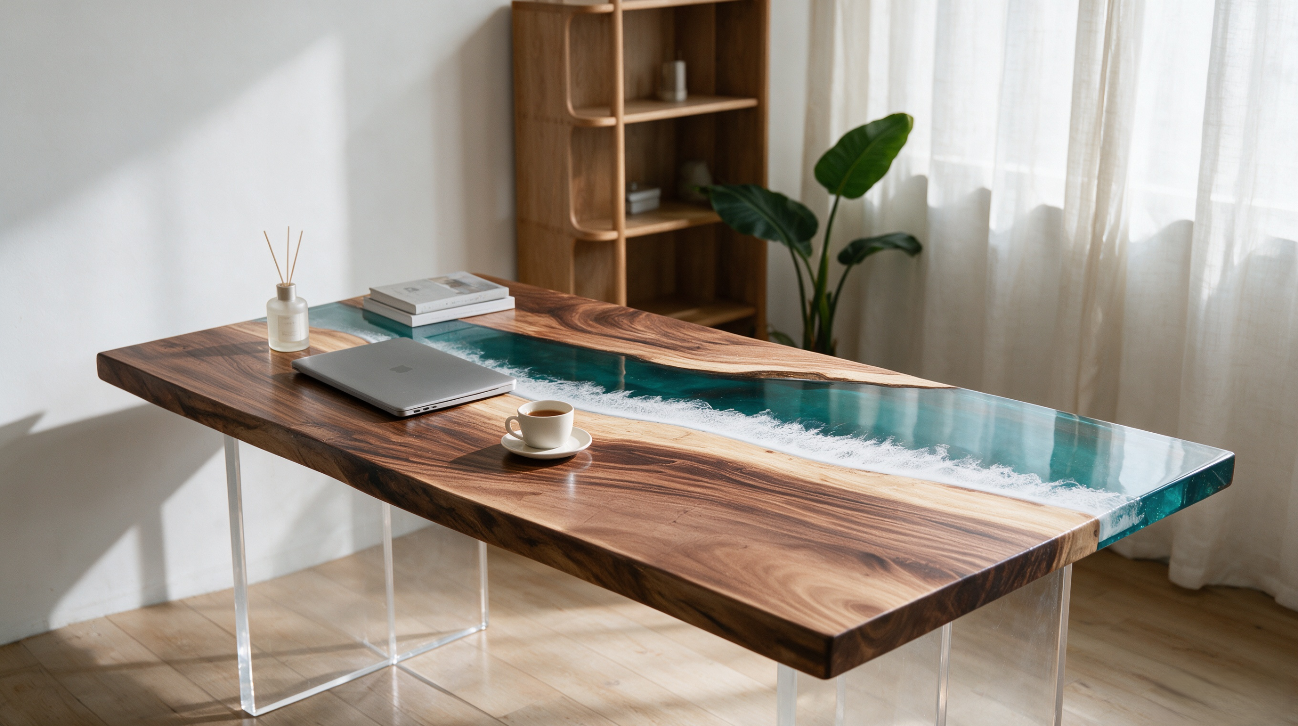 South American walnut resin table-35“W x 79″L Thickness 1.8″