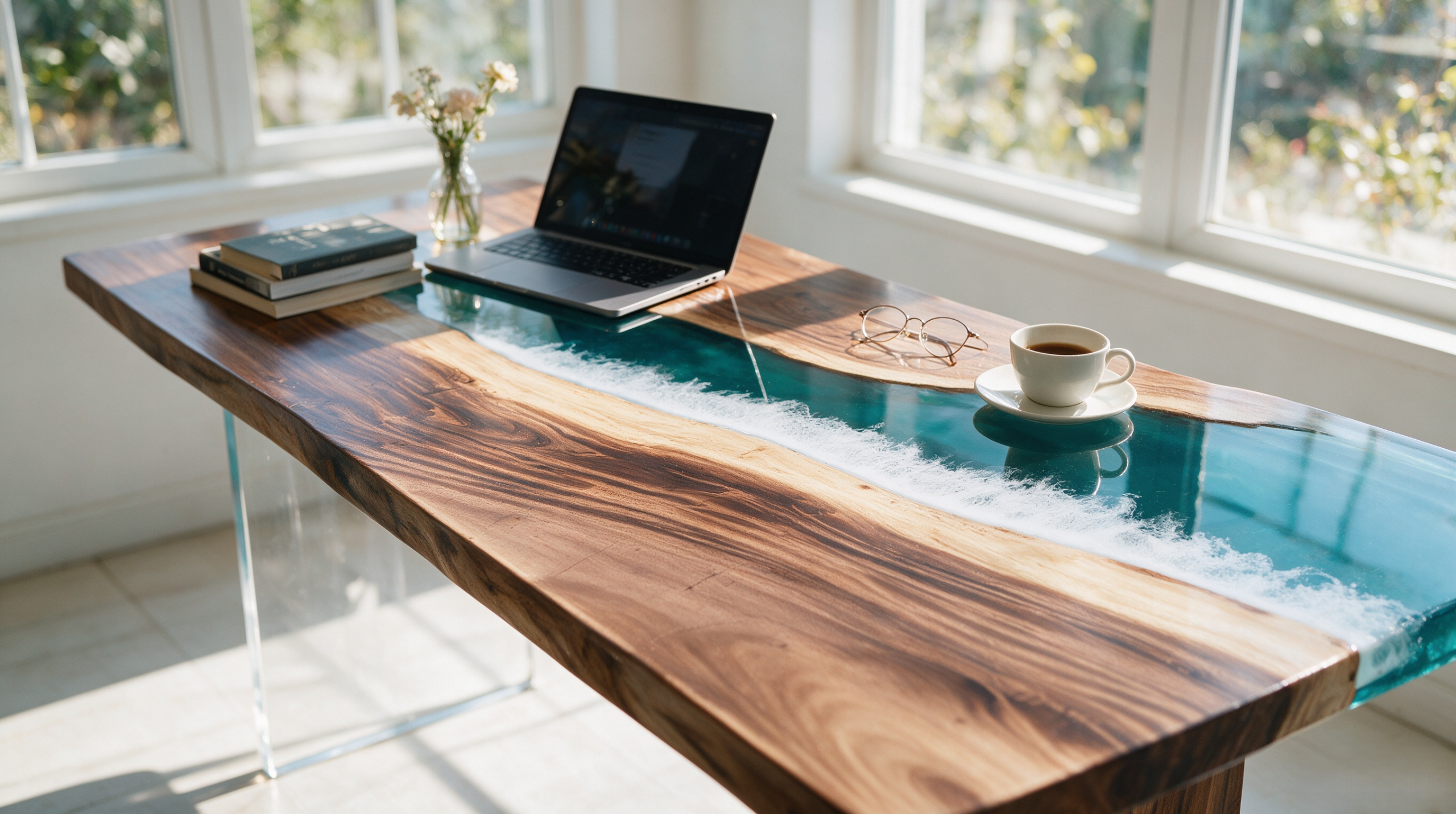South American walnut resin table-35“W x 79″L Thickness 1.8″ - Image 5