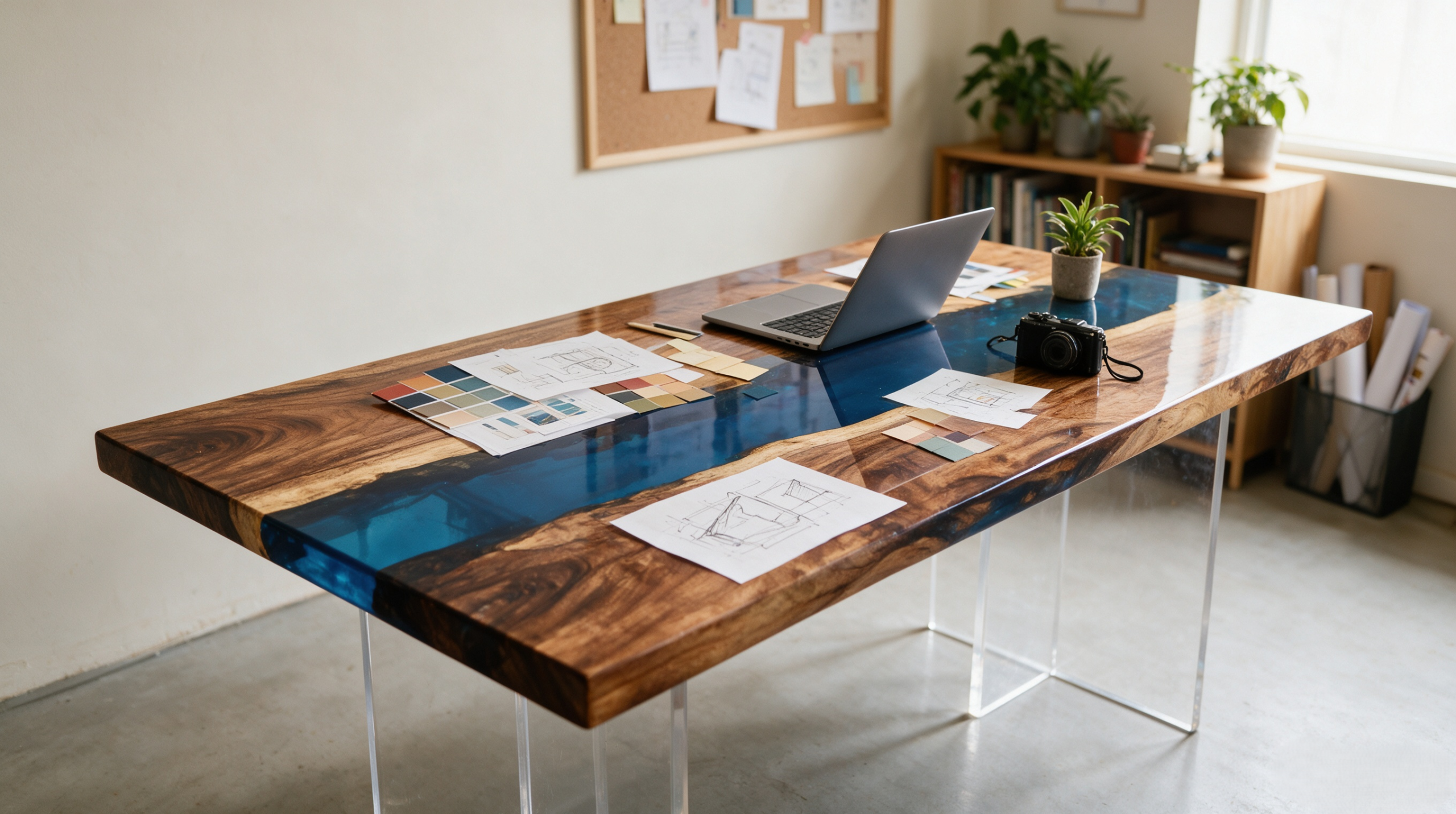 South American walnut resin table-B-35“W x 79″L Thickness 1.8″ - Image 8