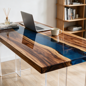 South American walnut resin table-B-35“W x 79″L Thickness 1.8″