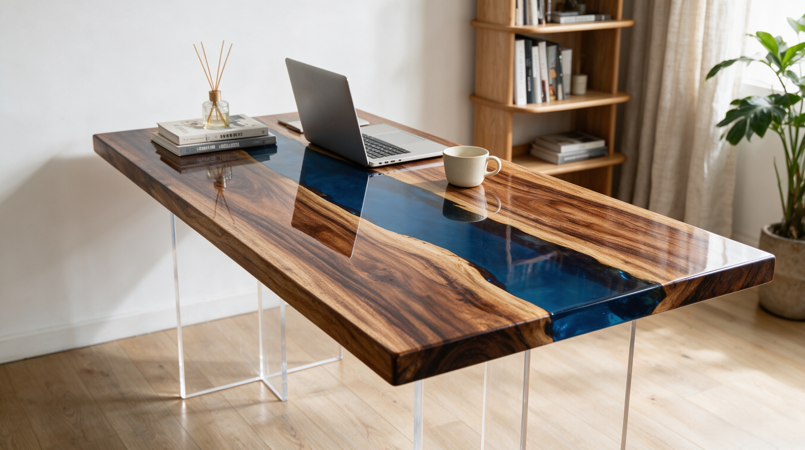 South American walnut resin table-B-35“W x 79″L Thickness 1.8″