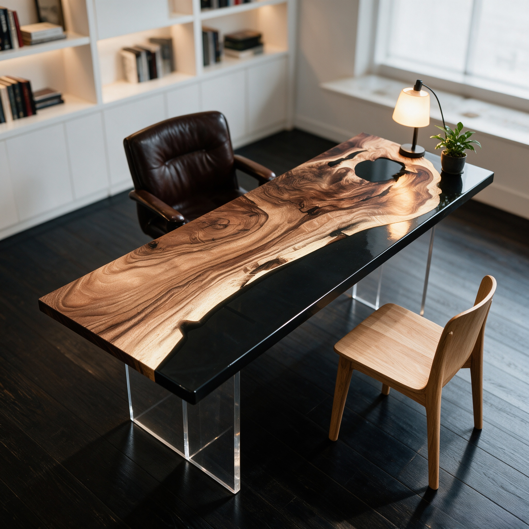 South American walnut resin table-35“W x 79″L Thickness 1.8″
