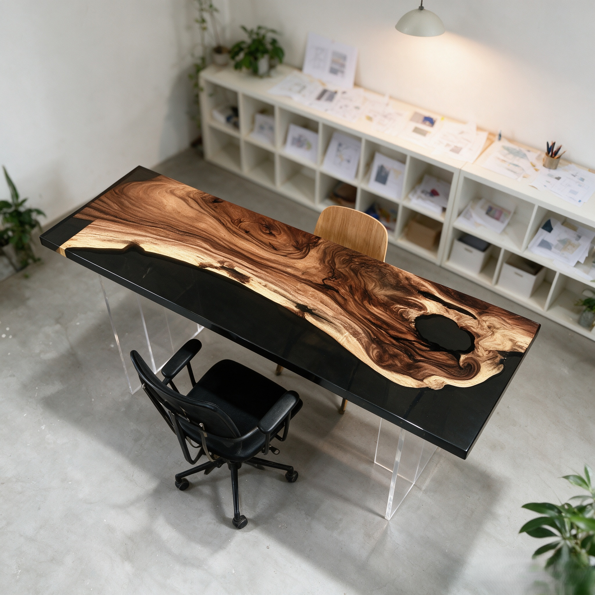 South American walnut resin table-35“W x 79″L Thickness 1.8″ - 图片 9