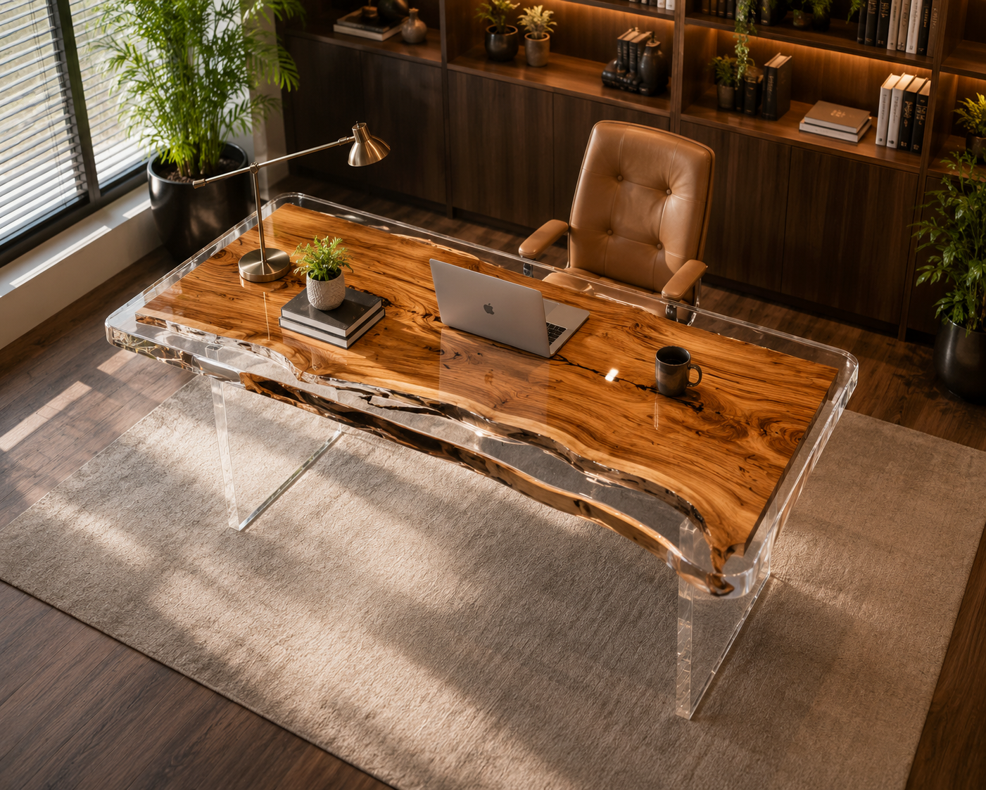 Olive wood resin table-35“W x 79″L Thickness 1.8″ - 图片 3