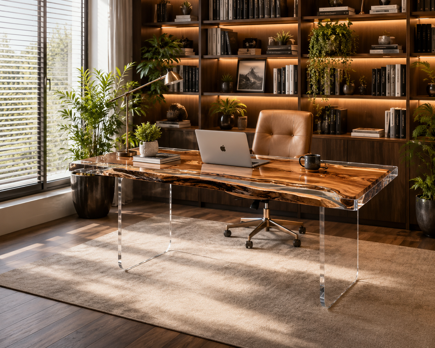 Olive wood resin table-35“W x 79″L Thickness 1.8″