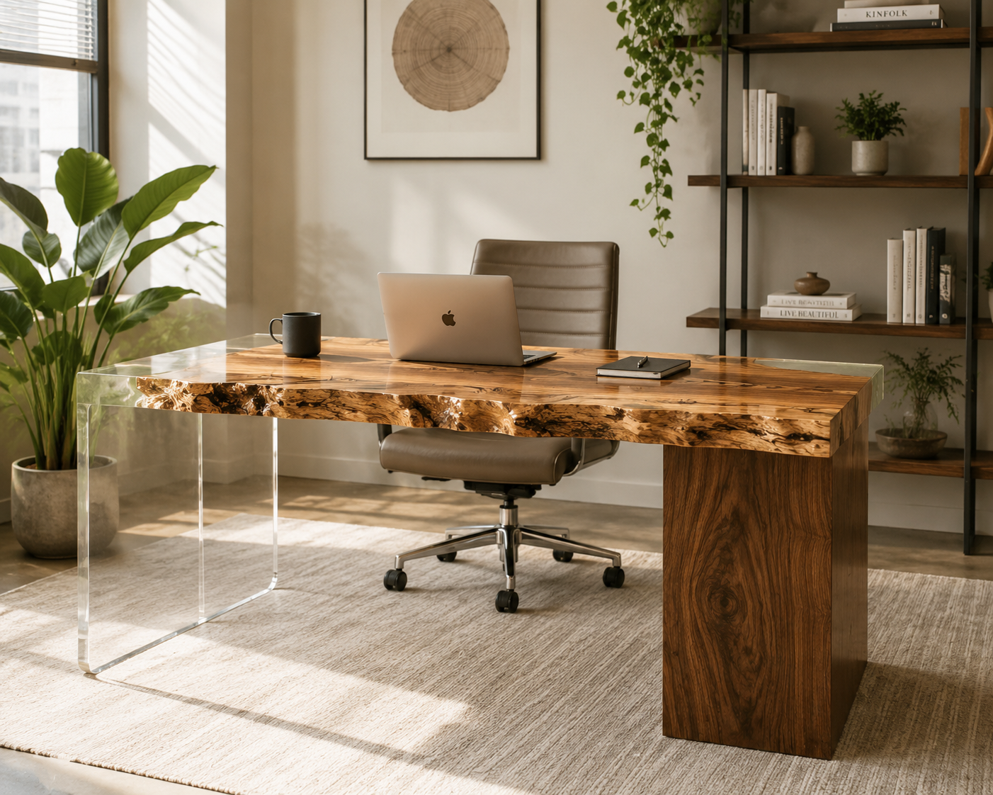 Olive wood resin table-35“W x 79″L Thickness 1.8″ - 图片 5