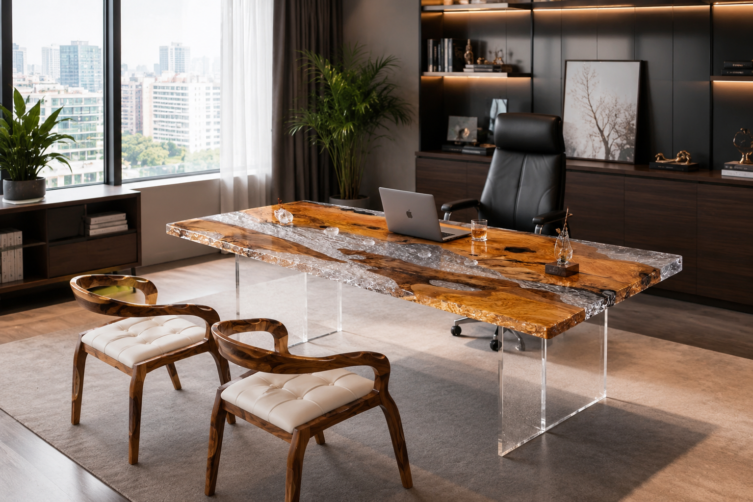Olive wood resin table-35“W x 79″L Thickness 1.8″ - 图片 2
