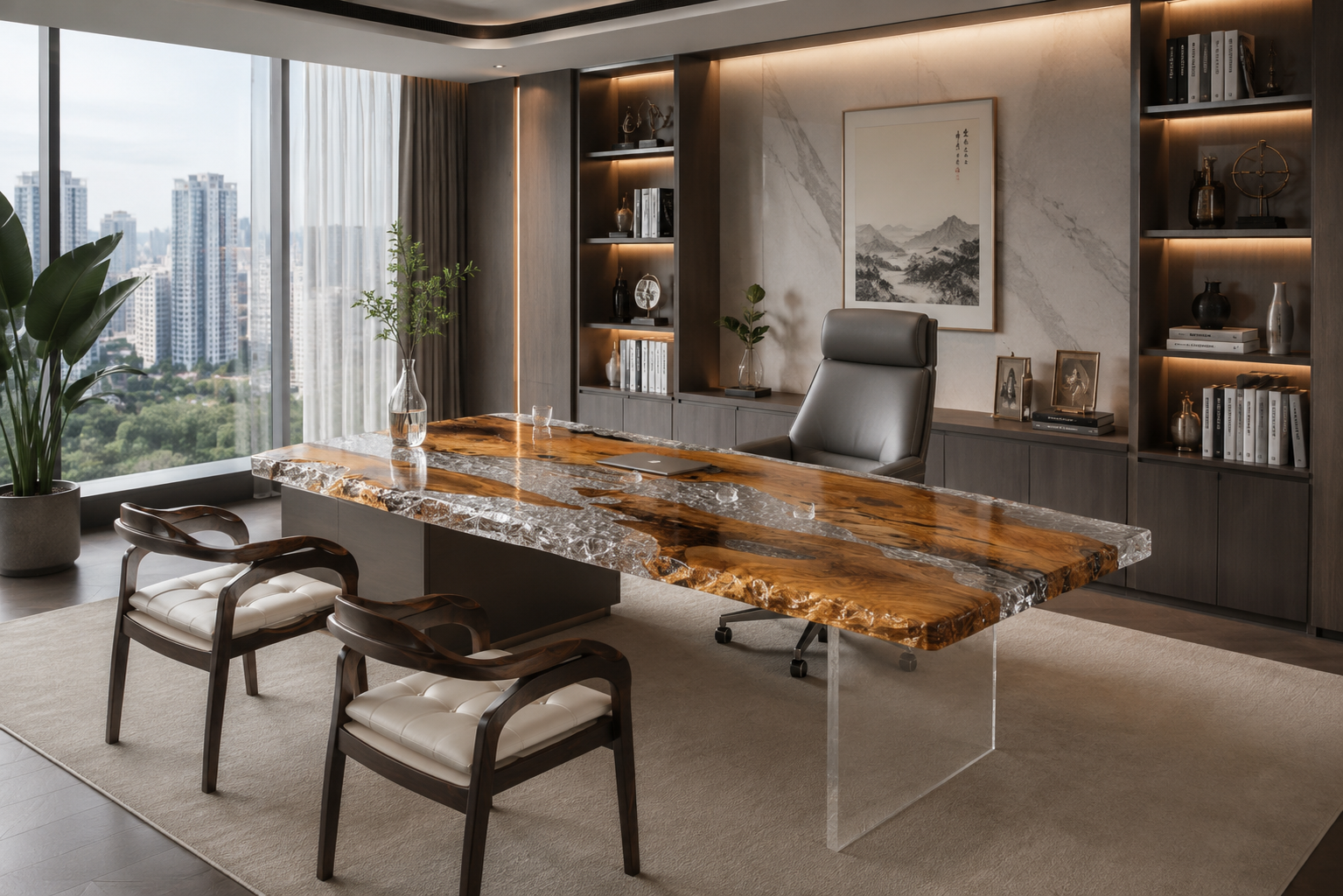 Olive wood resin table-35“W x 79″L Thickness 1.8″ - 图片 3