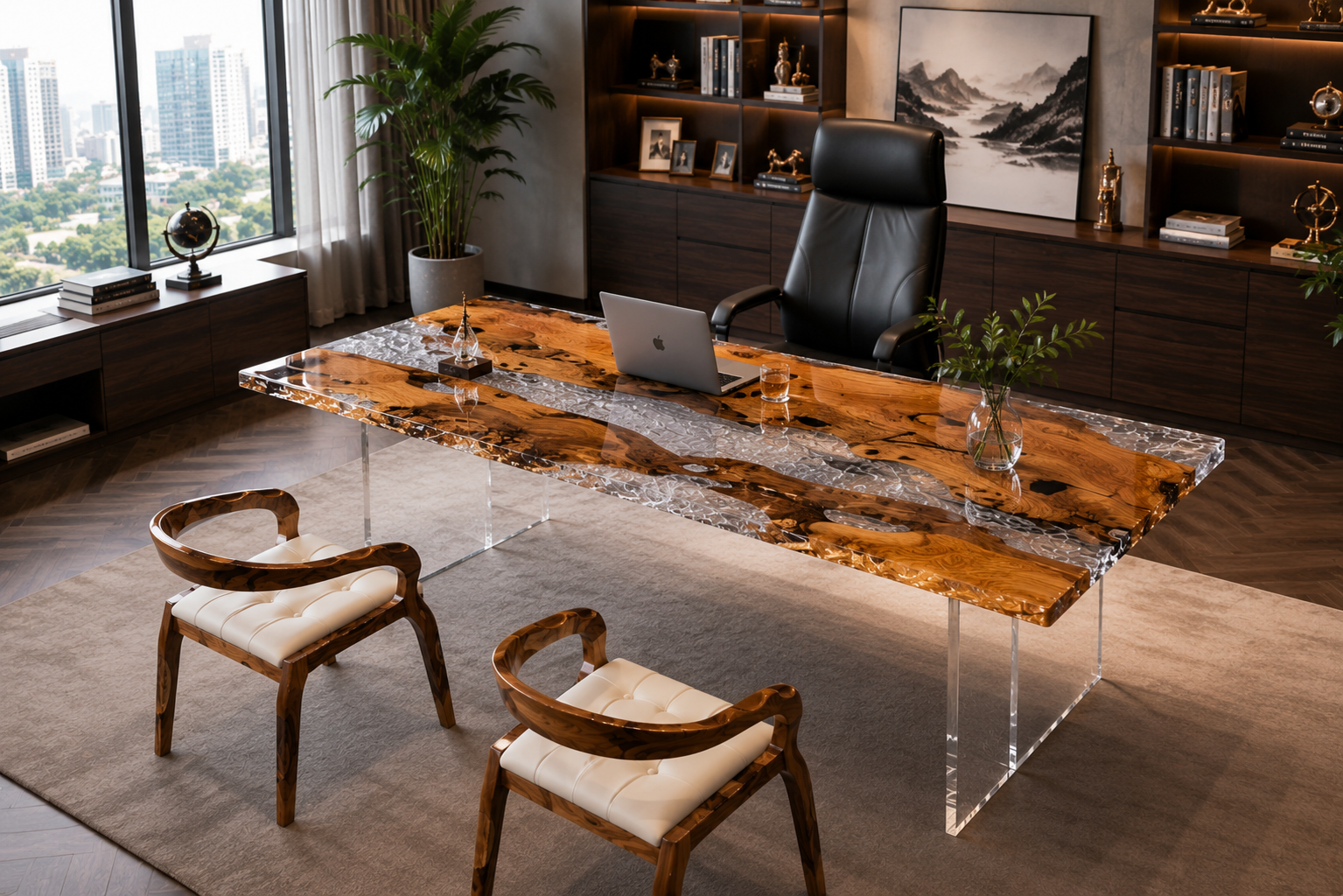 Olive wood resin table-35“W x 79″L Thickness 1.8″ - 图片 5