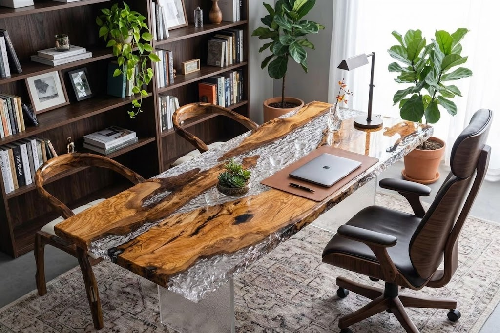 Olive wood resin table-35“W x 79″L Thickness 1.8″ - 图片 6