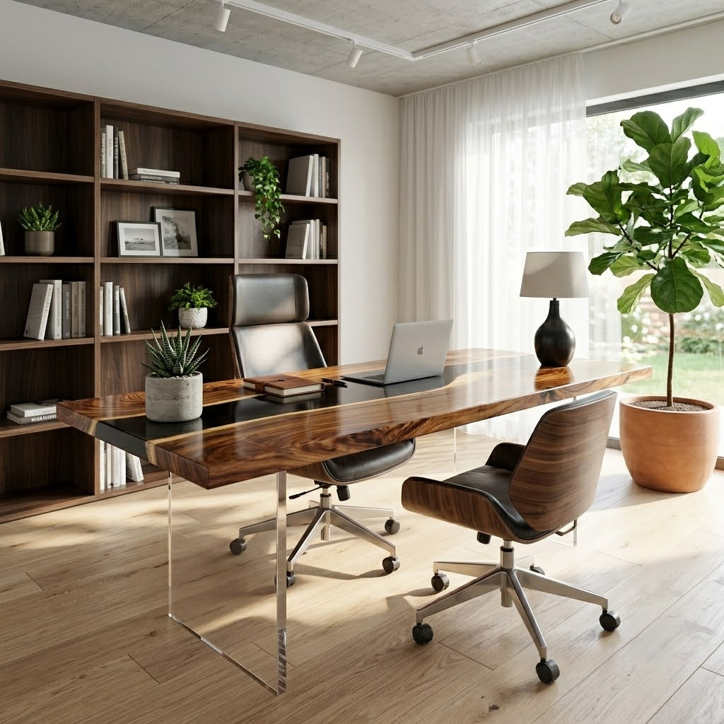 South American walnut resin table-35“W x 79″L Thickness 1.8″ - 图片 5