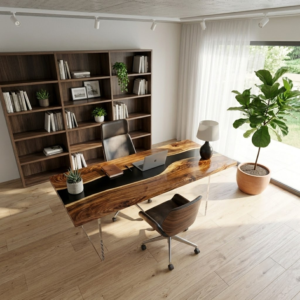 South American walnut resin table-35“W x 79″L Thickness 1.8″ - 图片 4