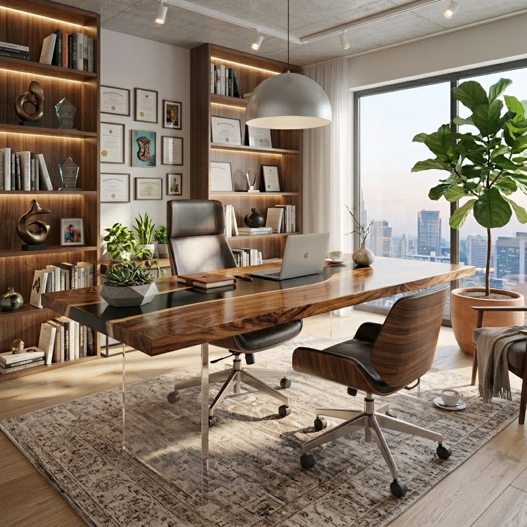 South American walnut resin table-35“W x 79″L Thickness 1.8″ - 图片 2
