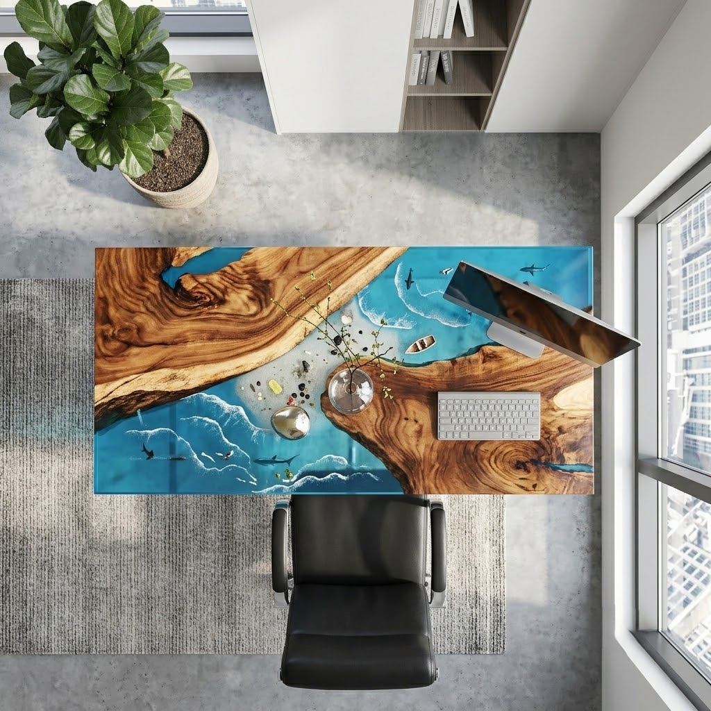 South American walnut resin table-35“W x 79″L Thickness 1.8″ - 图片 7
