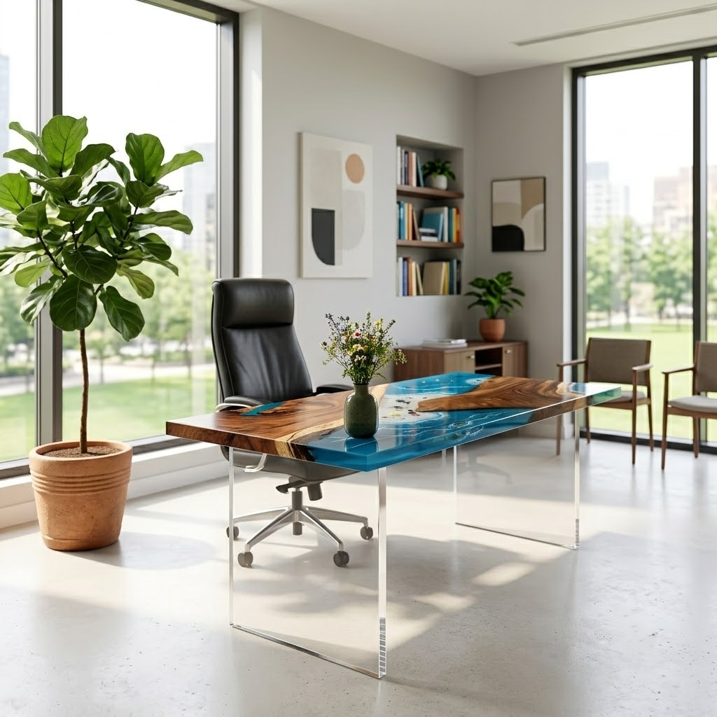 South American walnut resin table-35“W x 79″L Thickness 1.8″ - 图片 4