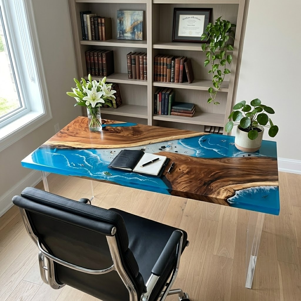 South American walnut resin table-35“W x 79″L Thickness 1.8″ - 图片 3
